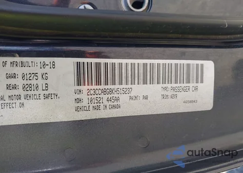 2019 Chrysler 300 300S z USA, uszkodzony, nr VIN 2C3CCABG8KH515237